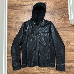 Men’s Black Vegan Leather Jacket by Rock & Republic, Small